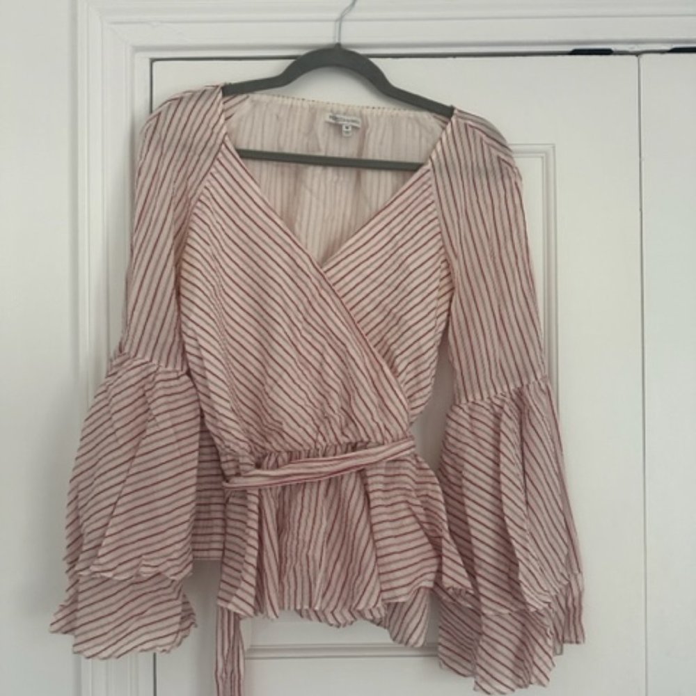 Rebecca Minkoff Striped Wrap Blouse Size M